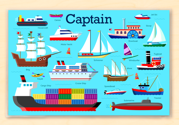 Boats Personalized Kids Placemat