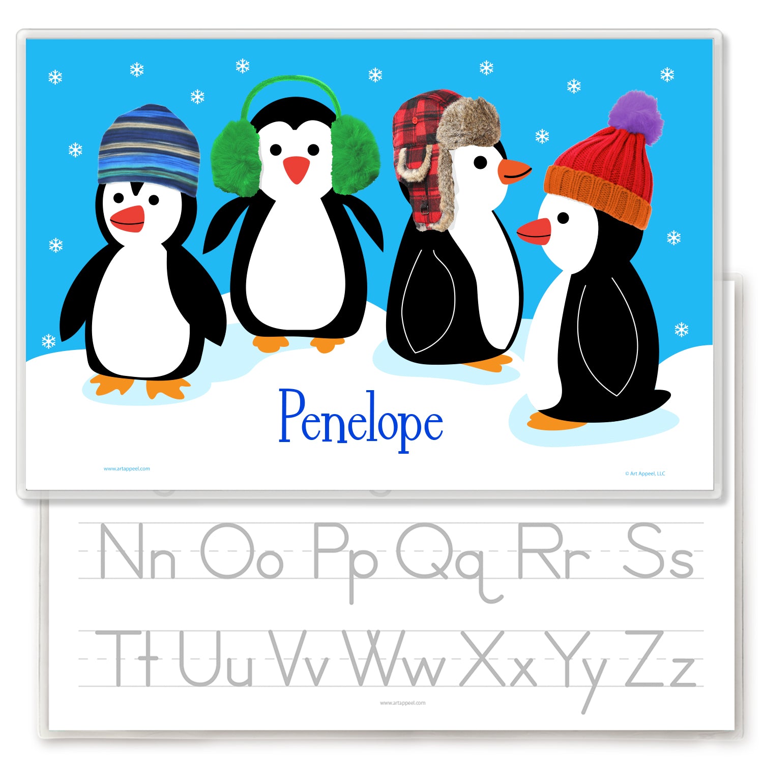 Penguin Ice Skating Christmas Wrapping Paper - Personalized Kids