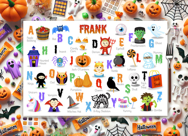 Halloween Alphabet Personalized Kids Placemat