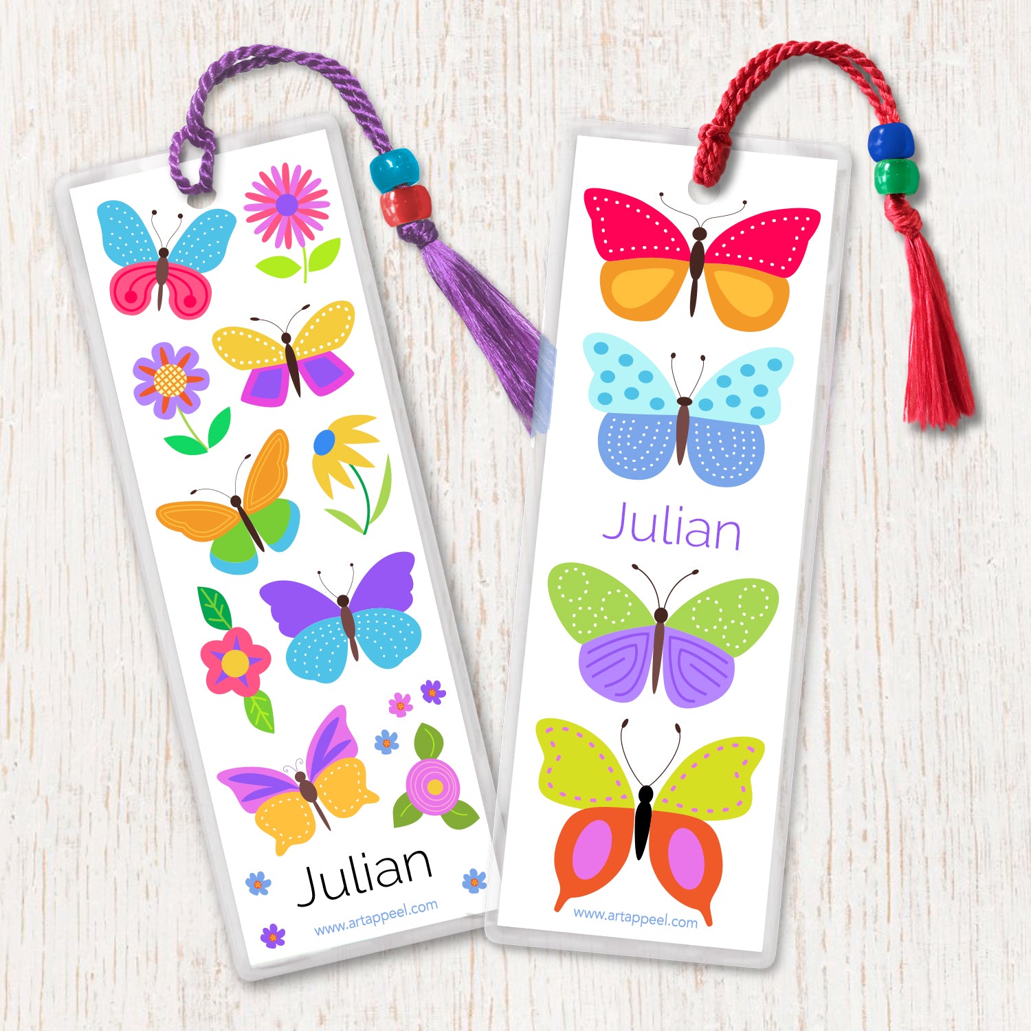 Butterfly Spring Personalized Kids Bookmark Set Art Appeel