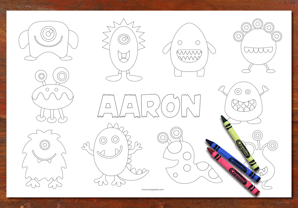 Personalized Coloring Placemat Pages Girls Set – Art Appeel