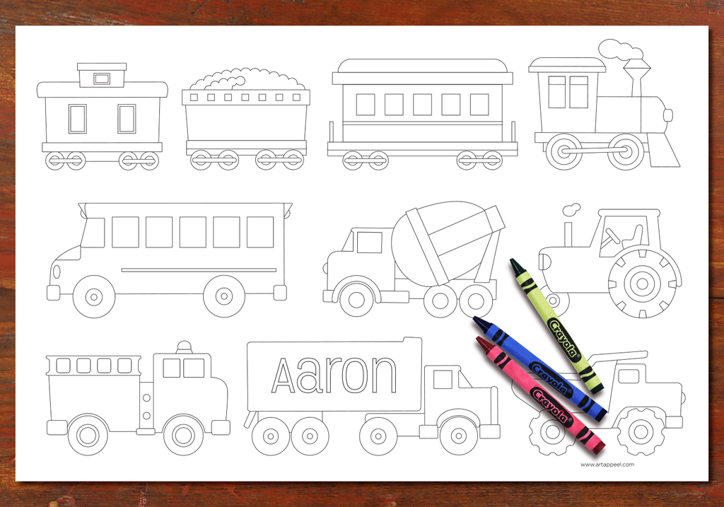 Personalized Coloring Pages Placemat Boys Set – Art Appeel